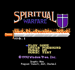Spiritual Warfare (USA) (Unl) (v6.1) Title Screen